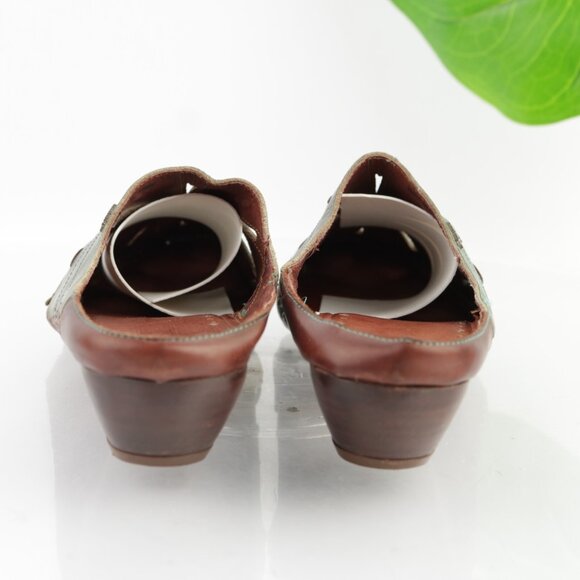 Pikolinos Womens Romana Mule Size 41 10 Green Leather Low Heel Cutout Comfy Shoe - Picture 5 of 11